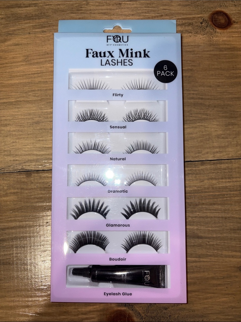 Faux Mink Lashes 6-Pack with Eyelash Glue